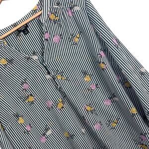 Torrid Women’s 1X Harper Blouse Boho Floral Stripe Sheer Chiffon Breezy Romantic